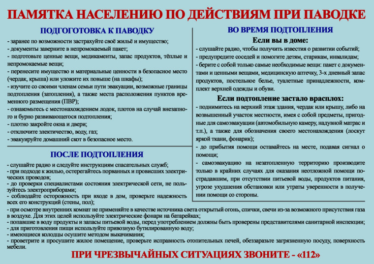 Памятка населению по действиям при паводке. Памятка населению по действиям при паводке.